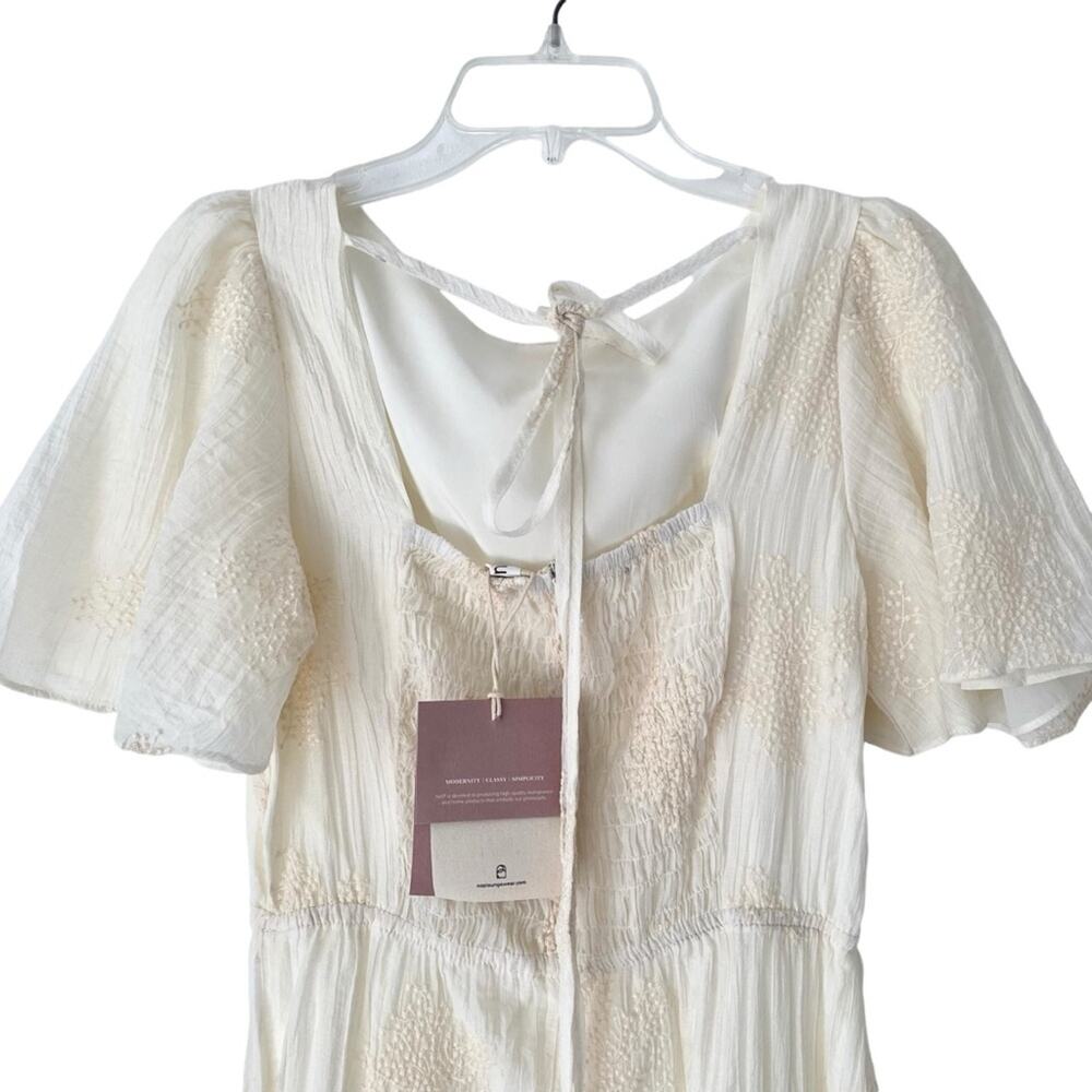 Nap Loungewear Cream Cotton Embroidered Midi Dress NWTs size small - Picture 4 of 8